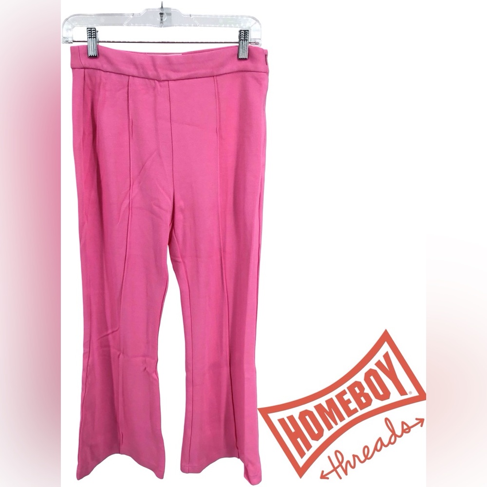 Women's Pink Stretch Ponte Flare Pants
